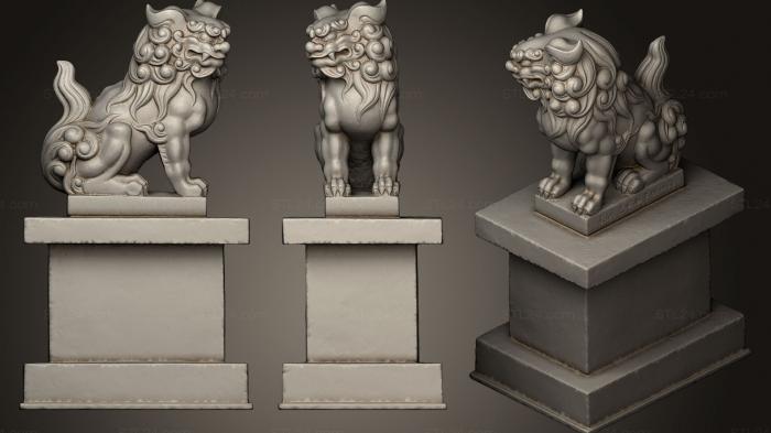Статуэтки львы тигры сфинксы (Два Комайну 7, STKL_0265) 3D модель для ЧПУ станка